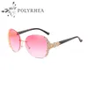 High Quality Frameless Sunglasses Evidence Glasses Elegant Special Designer Frame Diamond Shiny Gold Laser Logo Women With Box