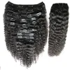 Afro Kinky Krullend Haarbundels 7 stks Maagdelijke Braziliaanse Krullende Menselijke Haar Clip in Weefs Bundels Natuur Goedkope Haarverlenging