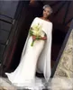 Simple White Wedding Dresses Elegant Cape Style Mermaid Bridal Gowns South African Wedding Vestidos Custom Made Women Formal Wear2989498