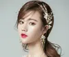 Bröllop Smycken Handgjorda Beaded Blommor Guld Tiara Headband Set Bröllop Tillbehör Crown Koreanska Hårtillbehör