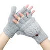 Gants sans doigts épais pour femmes, hiver, mitaines à doigts, tricotés chauds, demi-doigts