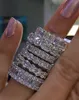 925 Silver Pave Setting Full Square Simulated Diamond Cz Eternity Band Engagement Wedding Stone Rings Storlek 5 6 7 8 9 10 11 121271J