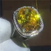 Marca de Jóias anéis de aniversário corte oval 10ct 5A Zircon Cz Ouro Branco Filled Anel de noivado casamento banda para as mulheres Nupcial