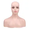 Kvinnlig realistisk glasfiber dummy mannequin head byst för spets peruker display makeup dubbel axel modell huvud3642168