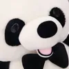 Dorimytrader Jumbo Schattige Lachende Panda Knuffel Gigantische Dierenpanda's Gevulde Kinderen Speelpop Geweldig Cadeau 55inch 140cm DY614068068417