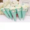 Caixas de doces de casamento Rose flores de papel Cone forma Bowknot diamante várias caixas de doces de cor de casamento decoração de mesa caixa de presente do partido