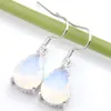 LuckyShine Friend Family Present Natural Moonstone WhiteteArdrop Formed 925 Sterling Silver Wedding Dangle Hook Earrings for Women276p