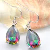 6 Pairs Luckyshine Bright Drop Rainbow Fire Mystic Topaz Gems 925 Sterling Silver Plated Drop Earrings Russia Canada Drop Earrings Jewelry