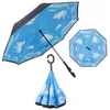 Складное обратное зонтик с двойным слоем перевернутый ветрозащитный дождевой автомобиль зонтики самостоятельно стоять