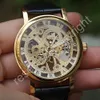 Vincitore del marchio Luxury Fashion Casual Acciaio inossidabile Uomo Orologio meccanico Scheletro Orologio a carica manuale per uomo Abito da polso