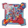 POBING Sciarpa in twill 100% Moda donna Foulard Fazzoletto da collo Sciarpe con stampa foglia multicolore Sciarpa grande collo quadrato Nuovo telo mare 130272c