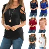 Mulheres Verão Manga Curta Strappy Ombro Frio T-Shirt Tops camiseta mulheres curto