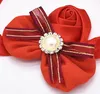 8pcs hair band flower ribbon bow Jin Bianhua roses Chiffon broken Children's Pearl diamond buckle HD014