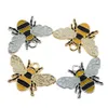 50PCS mixture Colorful Enamel Honeybee Shiny Acrylic Rhinestone CZDecored Bee Pendant Charm DIY Women Earring Jewelry Finding
