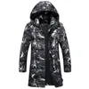 ABOORUN Winter Mens Camou Longline Parkas Faux Fur Thick Hooded Jackets Male Fashion Warm Coat x1131