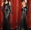 Hot Sale Nightclub Patent Leather Hollow Out Kostymer Sexiga Bronzing Kostymer Cosplay Latex Catsuit Fishtail Party Club Kläder Kvinnor