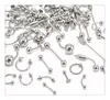 Bezpłatne 85 sztuk / zestaw Mix Silver Ze Stali Nierdzewnej Nos Dźvel Belly Lip Sutki Brwi Ear Studs Bar Ring Ball Piercing Kit Biżuteria