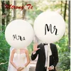 1 unids/lote de Globos de látex MrMrs con estampado blanco redondo de 36 pulgadas de buena calidad, feliz boda, Día de San Valentín, suministros de Globos de aire para eventos