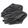 Fashion Lady Woman Tight Half Palm Gloves Imitation Leather Five Finger Black6604201