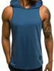 2018 Nya produkter Fitness Män Bodybuilding Bomull Ärmlös Top Solid Stringer Hoodie Tank Top Summer Mens Hooded T Shirts Vest1