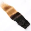 #1B 4 27 عسل أشقر أشقر برازيلي الشعر البشري نسج مستقيمة مع إغلاق ثلاث لهجة ملونة 4x4 إغلاق الدانتيل الأمامي مع 3Bund2093