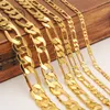 Mens women's Solid Gold GF 3 4 5 6 7 9 10 12mm Width Select Italian Figaro Link Chain Necklace bracelet Fashion Jewelry wholesale