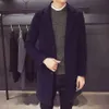 Höst Winter Men's Woolen Overroat Den koreanska versionen av Själv-dressing Mode Business Leisure Bomull Lång stil Trench Coat