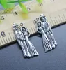 Wholesale 100pcs Wedding Couple Alloy Charms Pendant Retro Jewelry Making DIY Keychain Ancient Silver Pendant For Bracelet Earrings 27*11mm