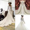 African Mermaid Wedding Dresses With Detachable Skirt Lace Appliques Beaded Crystal Luxury Bridal Gowns Long Sleeve Wedding Dress Country