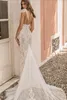 2019 Berta Wedding Dresses Spaghetti Appliqued Long Train Illusion Sexy Backless Sleeveless Mermaid Wedding Gowns Beach Bridal Dress