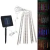 LED Strings 8pcs set 30cm Strip Light Bulbs Shower Rain Lights Solar Powered Meteor Waterproof Garden Lamp for Holiday