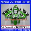 هيكل السيارة للKAWASAKI 600CC ZZR600 05 06 07 08 219HM.13 التمويه CC ZX600 أحمر حار ZZR600 ZZR 600 2005 2006 2007 2008 Fairings للمجموعة