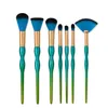 7pcs/set Pro Makeup Brushes Set Foundation Blending Powder Eyeshadow Contour Concealer Blush eyebrow brush green blue color
