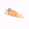 Wolf Tooth Red Agate Gemstone Pendant Talisman Ethnic Tibetan Horn Pendant Good Luck Natural Stone Quartz Crystal Pendant Silver Plated Rim