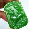 Naturlig grön jade hängsmycke halsband hund kinesisk zodiac amulet lycklig hängande samling sommar ornament natursten hand gravering
