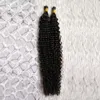 7A Natural Black Stick Dica Extensões de Cabelo Profunda Curly Queratina Humana Eu Ponta Extensões de Cabelo 100g Kinky Curly Keratin Ponta Extensão Do Cabelo Humano