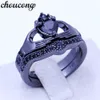 choucong 4 colori Birthstone donna claddagh anello 5A zircone cz Black Gold Filled Wedding Band Set da sposa anello per donna uomo