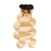 Bundles Ombre Blonde alignés sur les cuticules avec fermeture frontale 1B 613 Bundles de cheveux vierges brésiliens Body Wave avec fermeture frontale 13 * 4 pouces