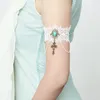 Vintage Cross Övre Arm Bangle Armband Womens Smycken Bröllopsfest Tillbehör Craft Italian White Lace Armband Varumärke AT-01