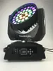 2PCS LEDステージMovinghead Wash Lights 36x18W 6in1 rgbwauv led Moving Head Zoom Lightが戦闘ケースでリング形状効果を備えています