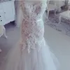 Robes de mariée Sirène à l'épaule 2018 Appliques dentelle blanche blanche guiche de mariée de mariée de jardin tulle de mariage