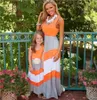 Mommy And Me Dress Family Matching Clothes Mother And Daughter Dresses Family Look Kids Parent Children Patchwork Stripe Dresses Outfits