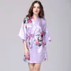 Elegante Rayon Feminino Mini Nightdress Hot Sexy Cinco-manga Pijama Para As Mulheres Verão Floral Print Home Wear