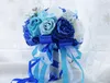 Wedding supplies blue and white roses holding flowers bride holding bouquets of plants