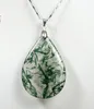 Pendentif en forme de goutte d'agate d'herbe d'eau naturelle, feuille de calcédoine, collier en mousse d'agate et de jade, pendentif DIY, bijoux 292m