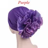 Kvinnor Big Flower Turban Muslim Turbante Elastic Head Wraps Chemo Hair Loss Sleeping Cap Ladies Beanie Girls Hat 9 Färger