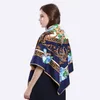 Ny Twill Silk Scarf Women Spanien Royal Floral Printing Square Scarves Fashion Wrap Female Foulard Large Hijab Shawl Neckerchief 130*130cm