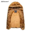 Casacos de pele sintética marrom inteiro para homens 2017 colete de pele de inverno jaqueta tamanho grande quente sem mangas outwear masculino casaco de pele com capuz overcoat8743973