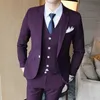 Novo 2017 Boa Qualidade Striped Mens Ternos Noivo De Casamento Moda Botão Único Vestido Masculino Ternos Slim Fit Homens Marca