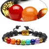 Fashion Black Lava Stone Essential Oil Diffuser Bracelet Square Tree of Life 7 Chakra Beads Women Men Yoga Buddha Bracelets Jewelry Gift